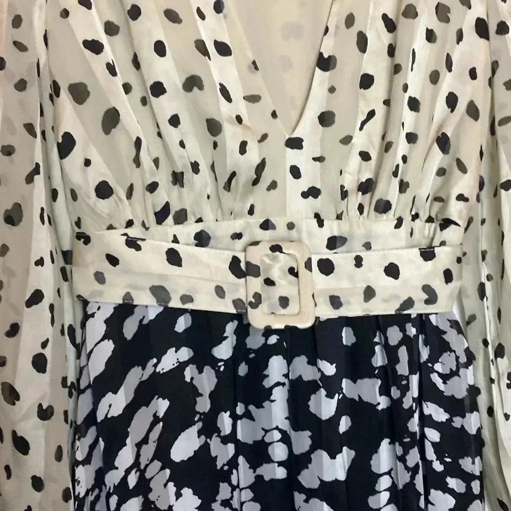 Nasty Gal Dalmatian Satin Long Sleeve Midi dress - Picture 11 of 17
